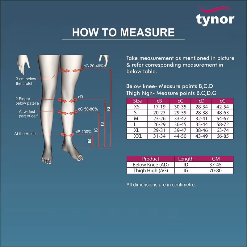 Tynor Knee High Medical Compression Stockings - XL I 67