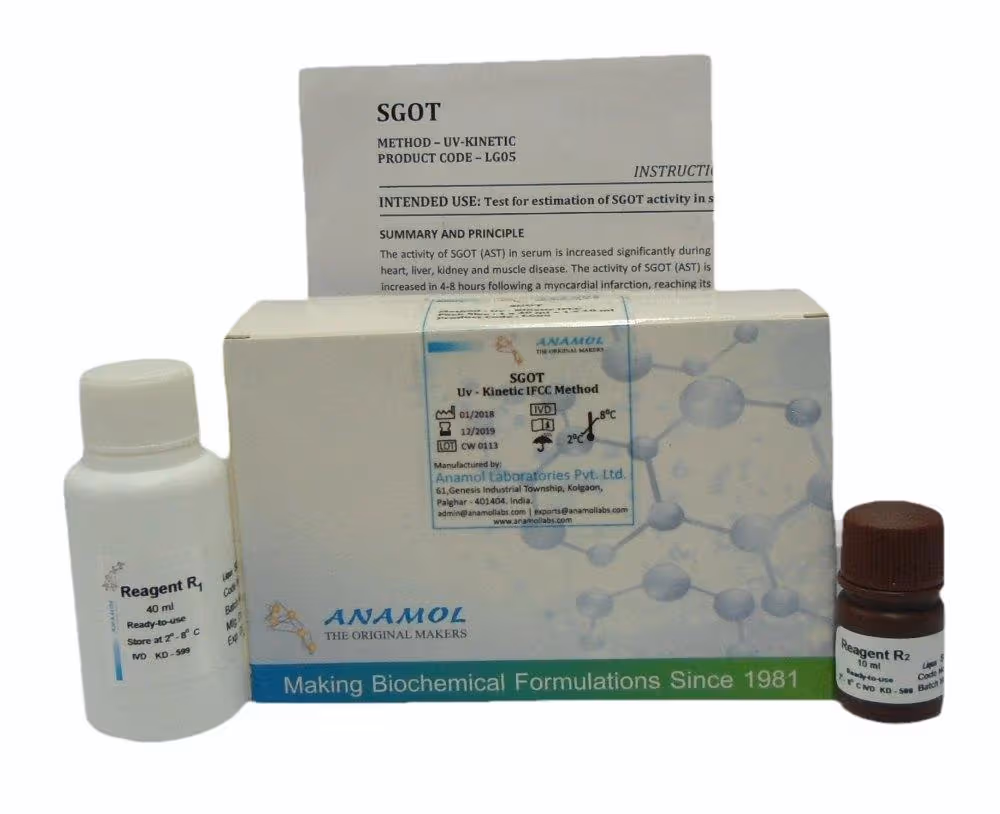 Anamol SGOT AST Biochemistry kits - 2 x 40ml + 2 x 10ml