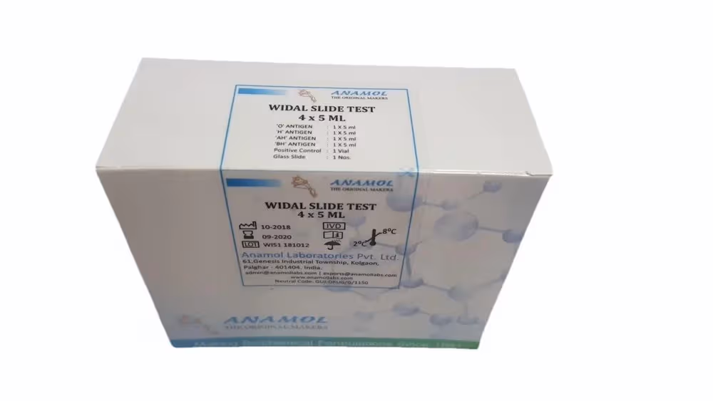 Anamol Widal - 4 Antigen Slide Agglutination Serology - Pack of 4 x 5ml