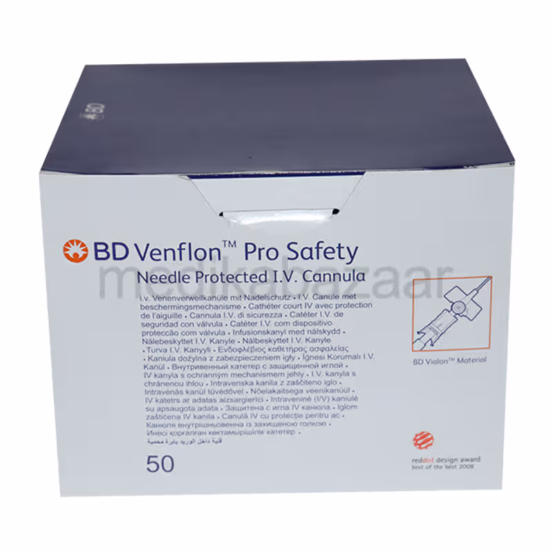 BD Venflon Pro Safety IV Cannula 20G 393224 Pack of 50