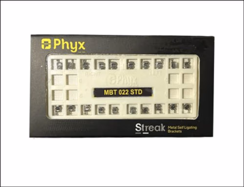 Phyx Streak Metal Orthodontic MBT 022 Self-Ligating Brackets - Kit