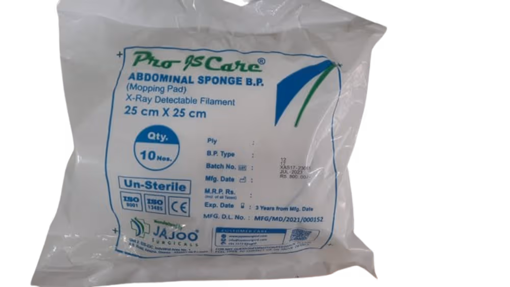 Jajoo Unsterile Abdominal Sponge - 25cm x 25cm x 12Ply 10 Pieces