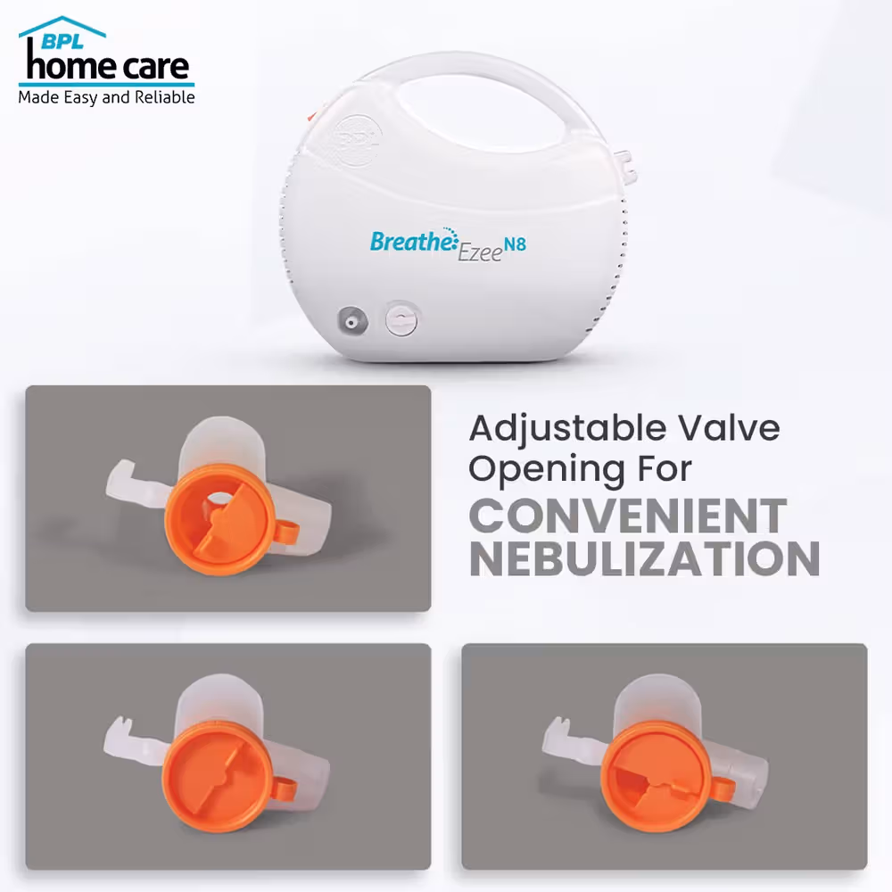 BPL Medical Technologies Breathe Ezee N8 Low Noise Compressor Nebuliser Machine Kit - White