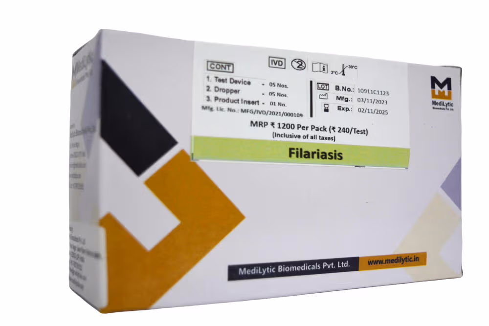 Medilytic Biomedicals Filariasis Antibody Rapid Card - Pack of 5 Tests