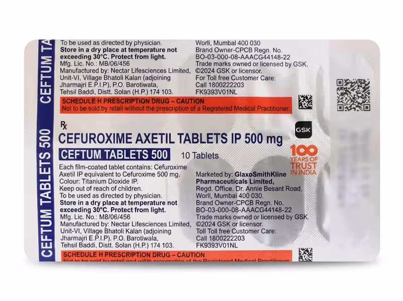 Ceftum 500mg Tablet 10's