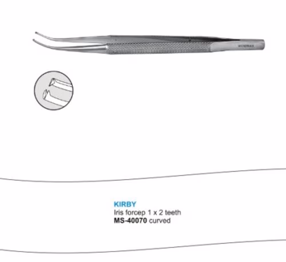 Microtrack Kirby Iris Forceps - 1x2 Teeth Curved MS-40070