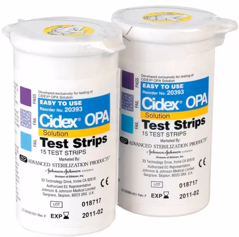 ASP Cidex OPA Disinfectant Test Strips-Bottle of 15 Strips