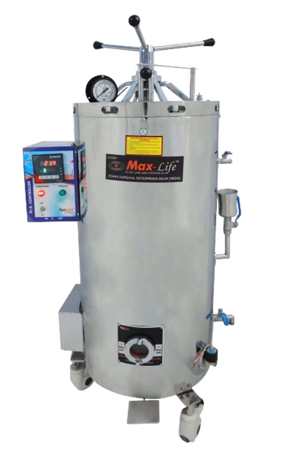 Max Life Autoclave Vertical High-Pressure Radial Locking Type Triple Chamber - 29 x 29 x 52 Inches