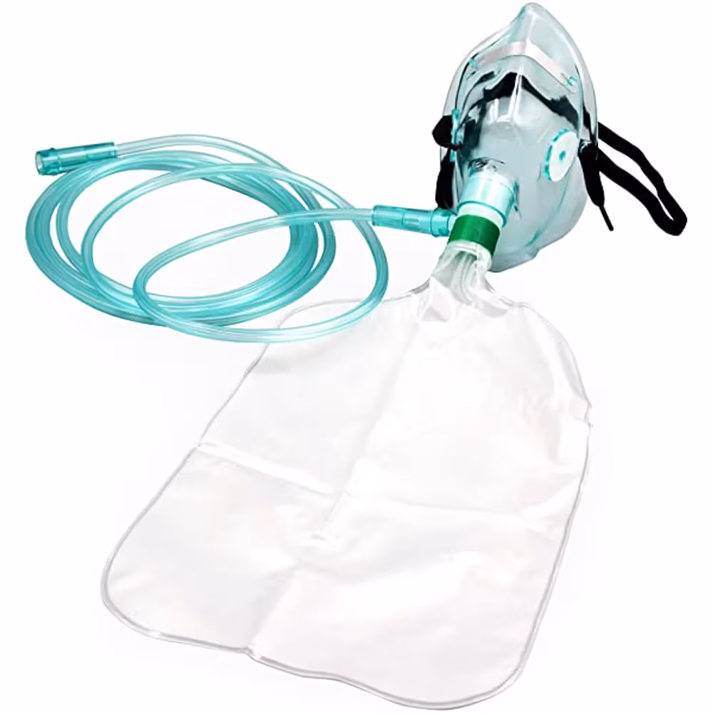 MMC Disposable Oxygen Mask - with Reservior and Tubing Adult XL Pack of 10 (RESC-5053)