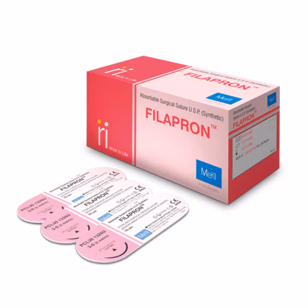 Meril Filapron Poliglecaprone Monofilament Suture 4-0 - PCL40 1205V Pack of 12