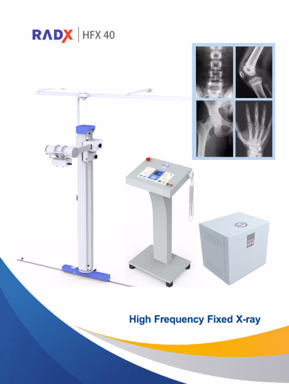 RMS X-Ray Machine 500-MA Fixed Fixed Full Room Xray with Chest Stand and Bucky Table - (HFX 40)