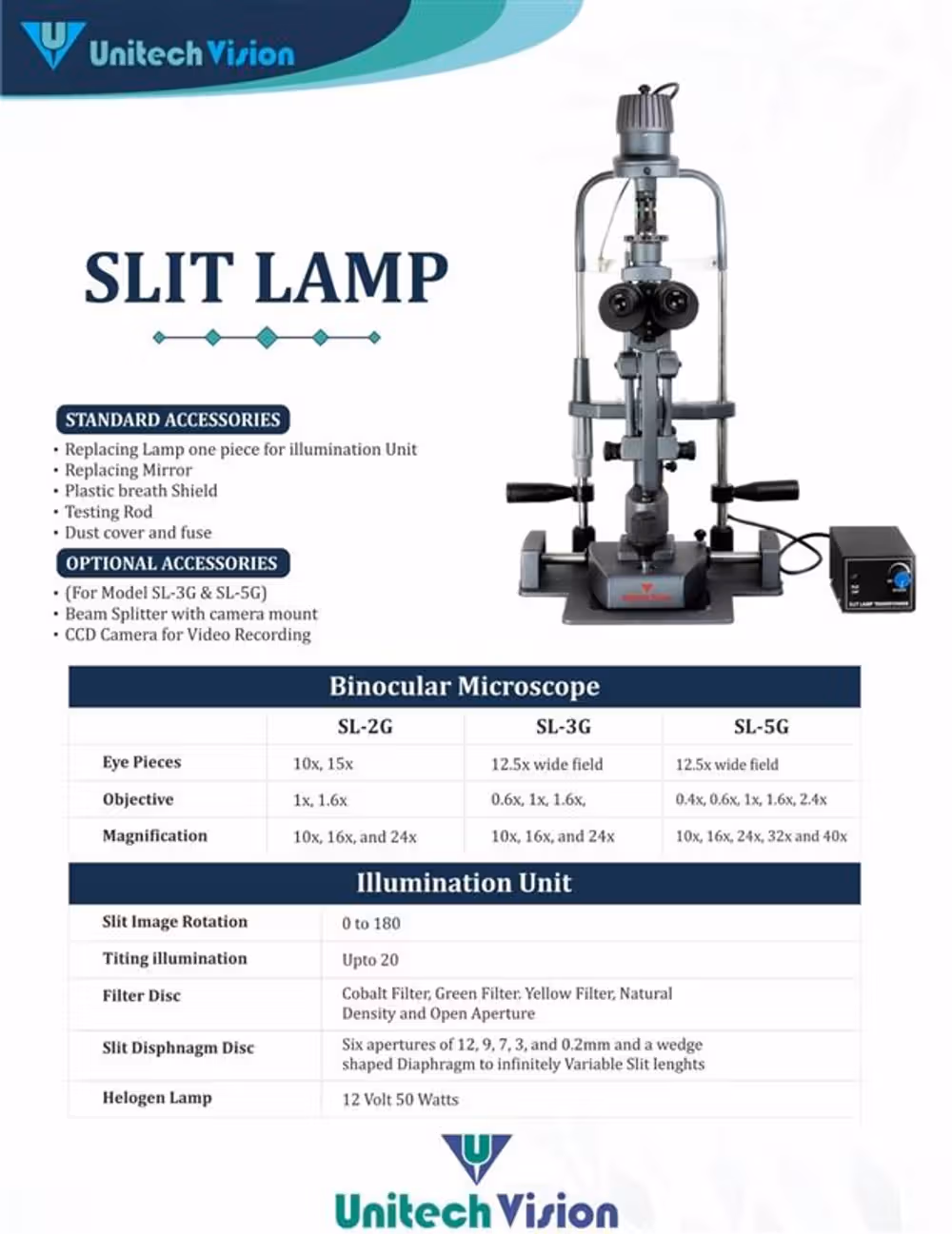 Unitech Vision Slit Lamp - Grey 2 step magnification SL-2G (HS-02)