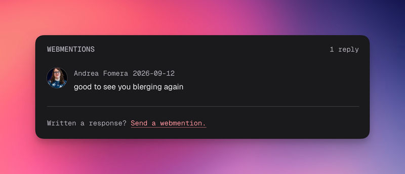 A webmention reply rendered under one of my posts