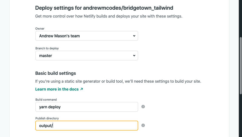 Netlify - Deploy Settings