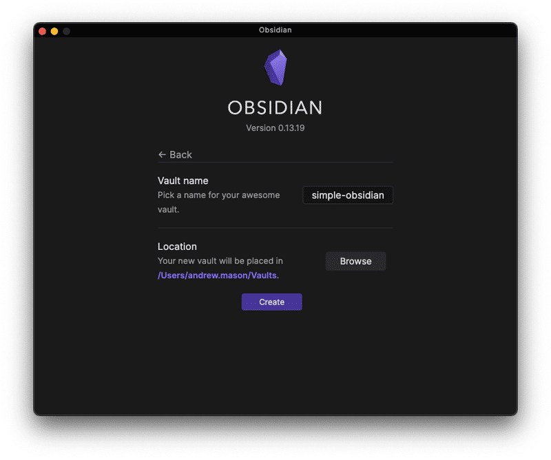 Obsidian Create New Vault