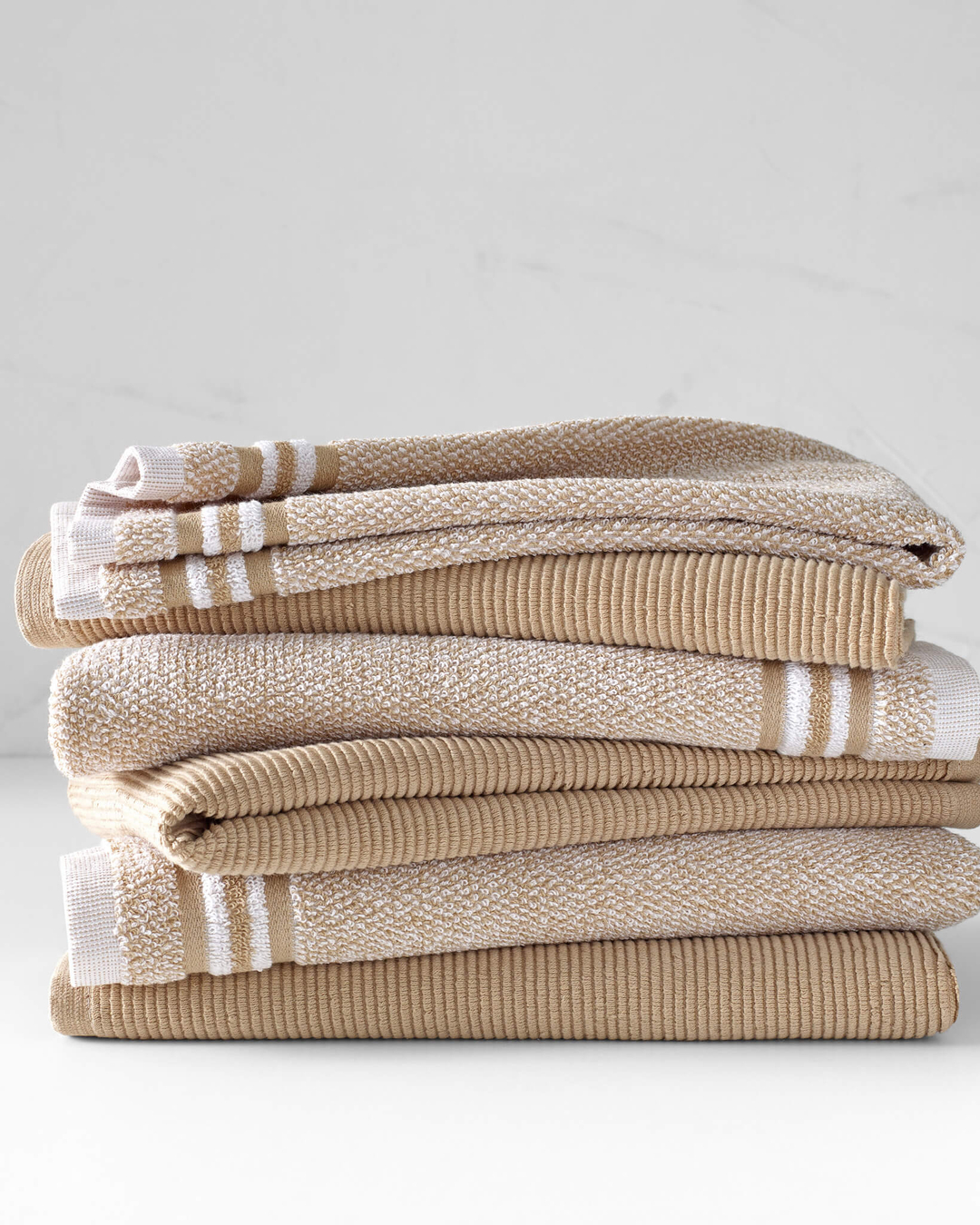 Logan Marled Rib Kitchen Towel Set in Taupe