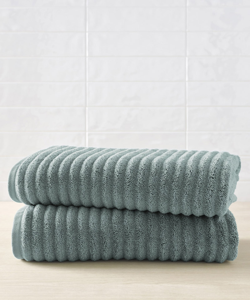 Mason Low Twist Ribbed Bath Towel Set of 2 in Ocean