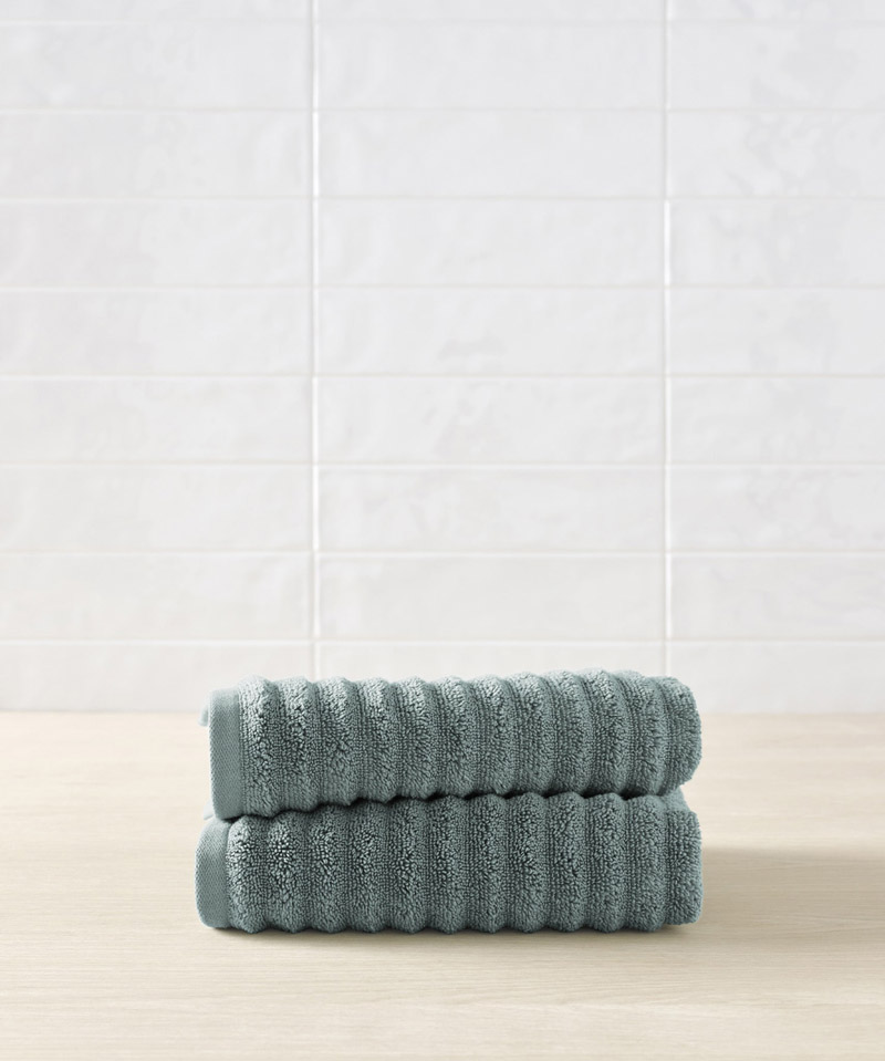 Mason Low Twist Ribbed Washcloth Set of 2 in Ocean