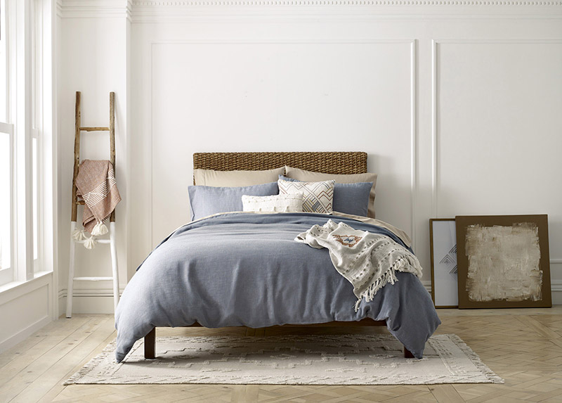 Vivie Solid Stone Washed Duvet Set in Denim