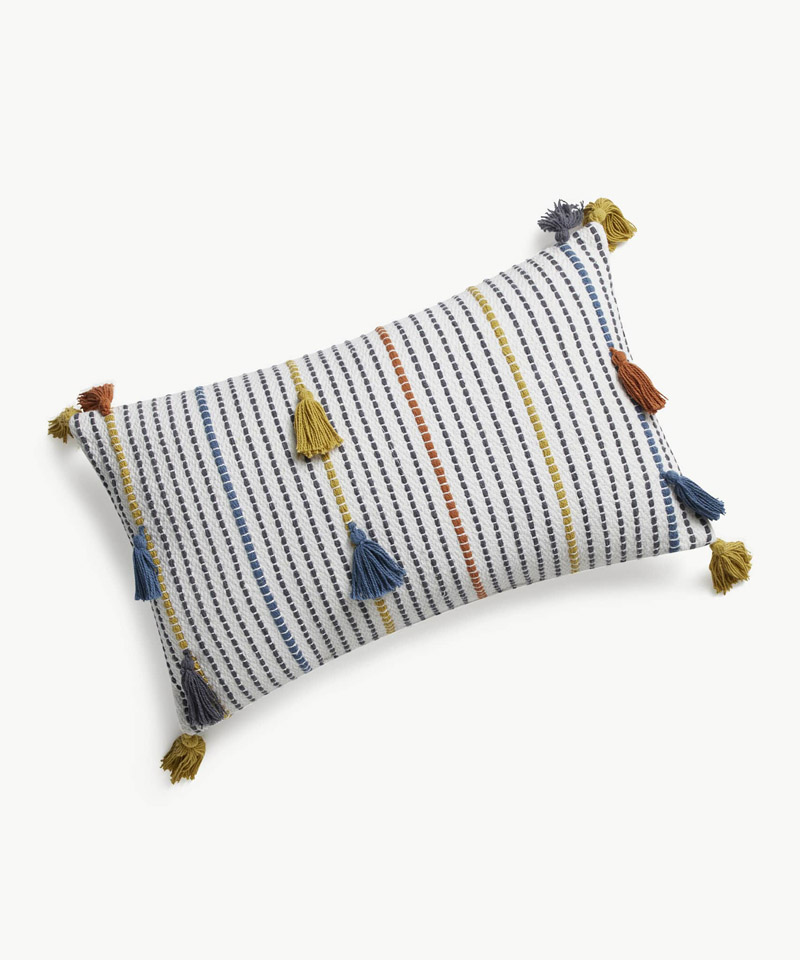 Marlowe Stripe Woven Tassel Throw Pillow