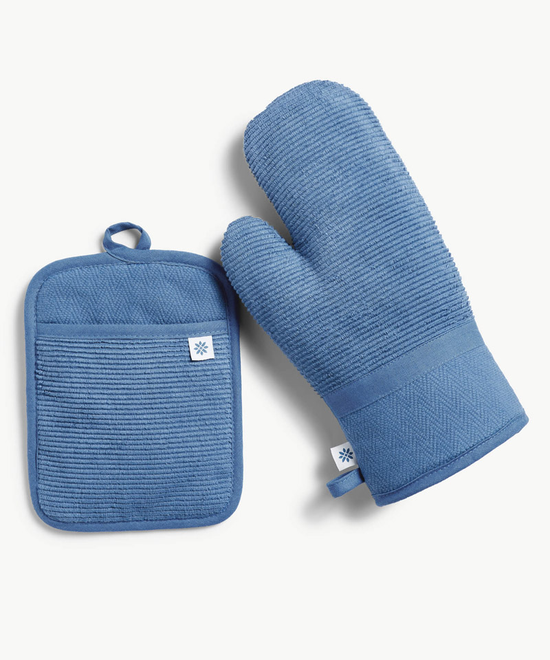 Tatum Potholder and Oven Mitt Set of 2 in Denim