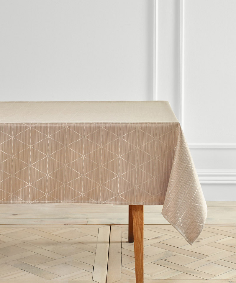 Emerson Diamond Jacquard Tablecloth in Tan