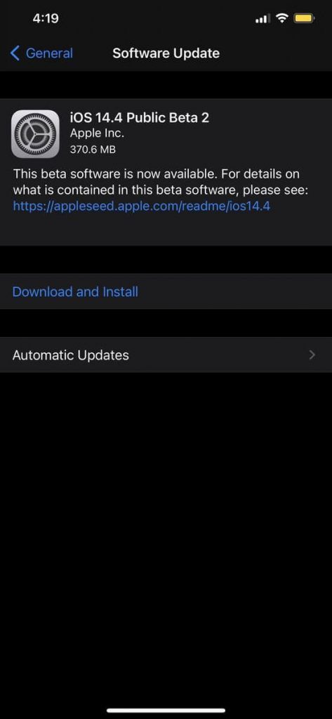 Apple iOS 14.4 Public beta 2 Realeased