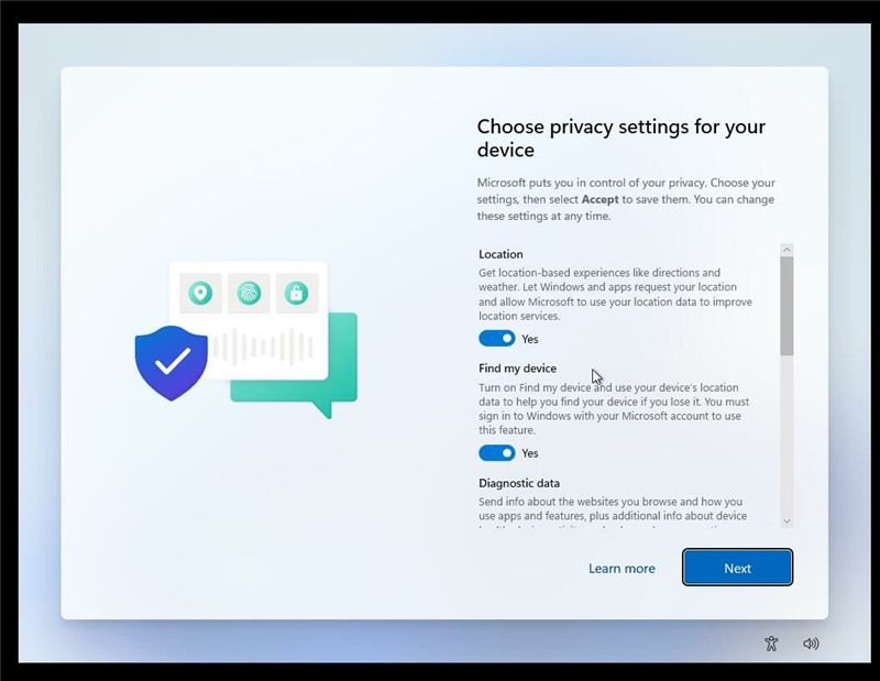 windows 11 Privacy setting new customization