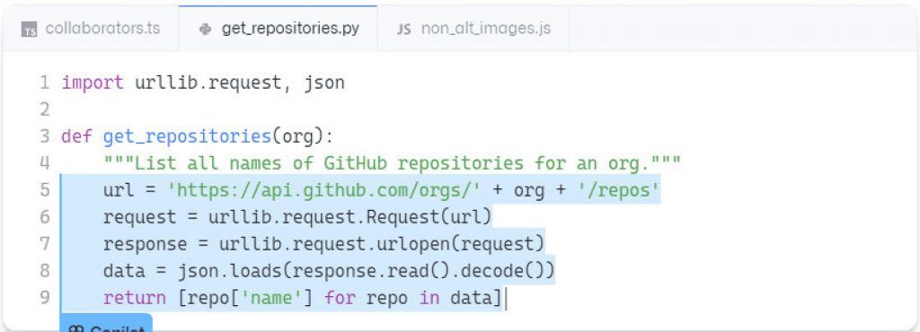 GitHub Copilot can also convert comments into code.