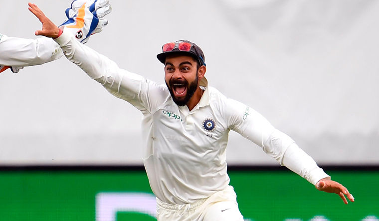 Virat Kohli celebrating Test victory