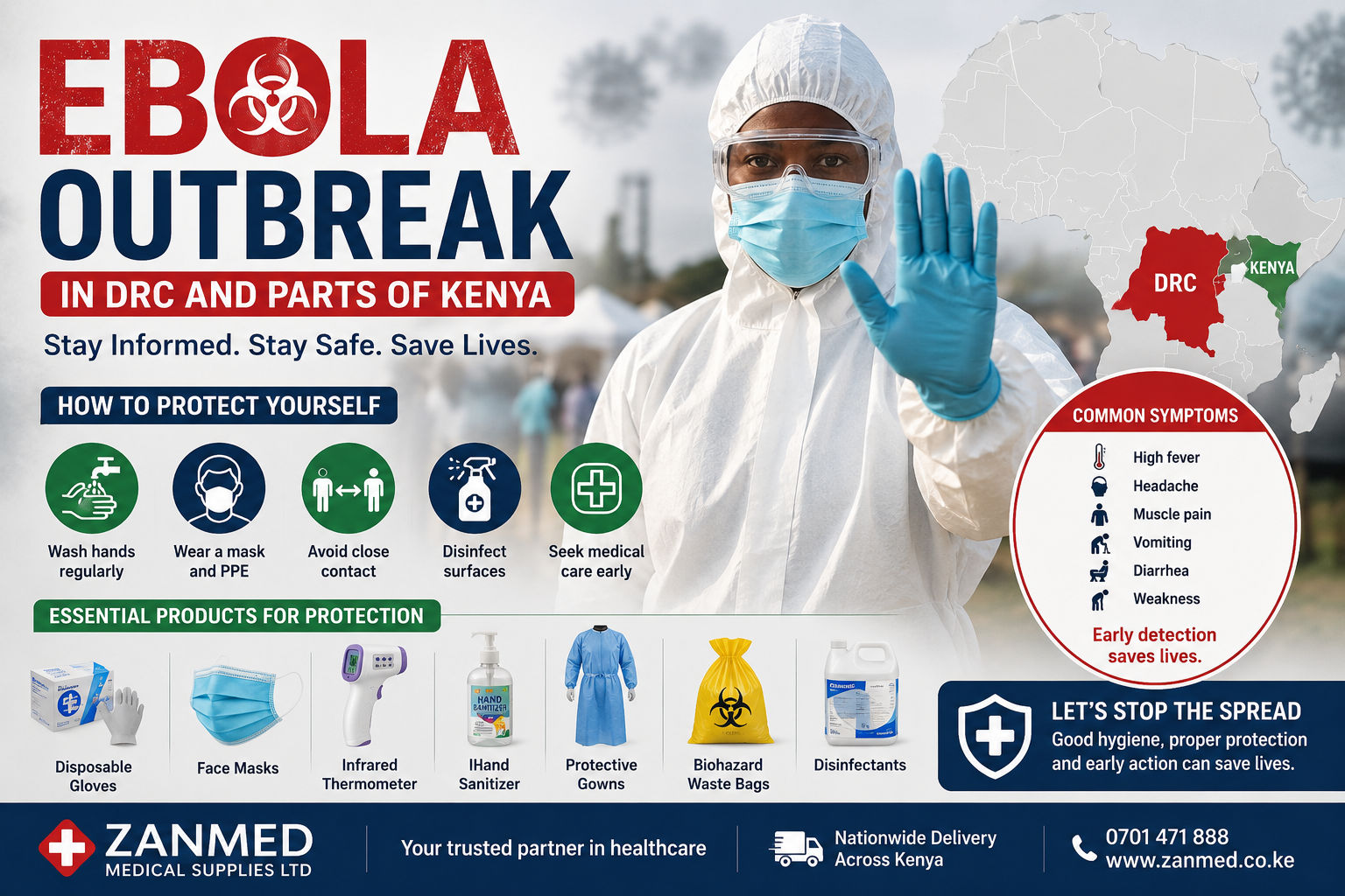 Latest News on Ebola Outbreak Alert in DRC and East Africa: Symptoms, Prevention & Essential Protective Products