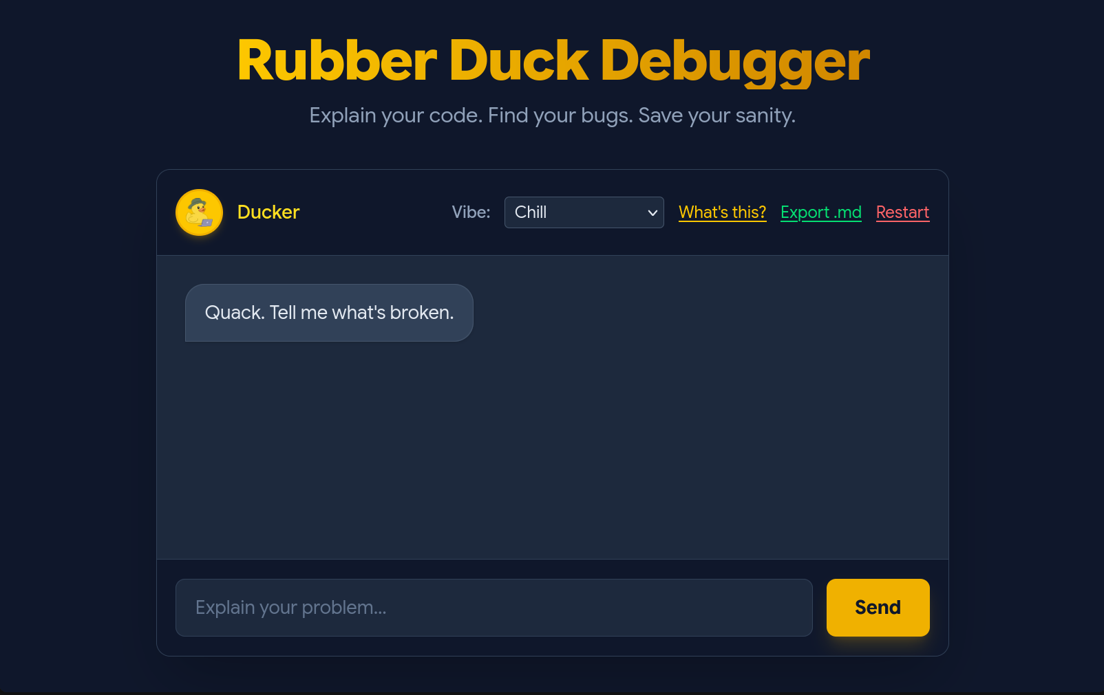 Rubber Duck Debugger Screenshot