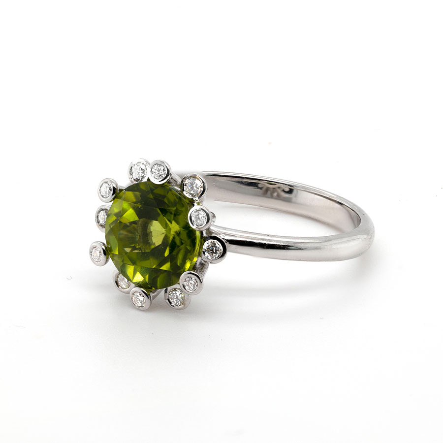  Inel Aur 18k, Peridot 2.50 ct, Diamante 0.16 ct 3
