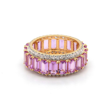 Inel Aur 18k, Safire Roz Ceylon 9.84 ct, Diamante 1,10 ct 1