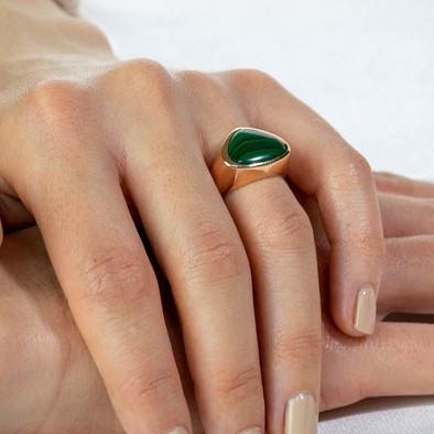  Inel Aur Roz 18k, Malahit 7 Ct 2