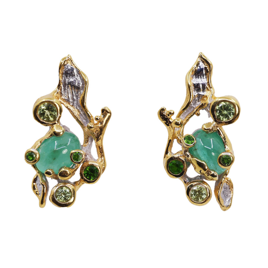  Cercei Argint 925, Smarald, Peridot, Crom Diopsid 1