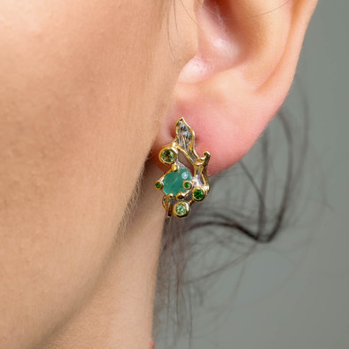  Cercei Argint 925, Smarald, Peridot, Crom Diopsid 2