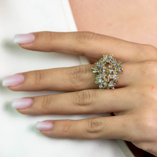  Inel Argint 925, Peridot, Crom Diopsid 4