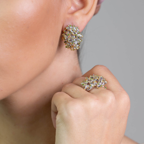  Inel Argint 925, Peridot, Crom Diopsid 5