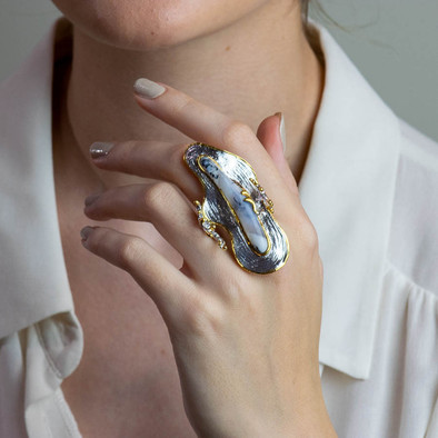 Inel Argint 925, Opal Dendritic 2