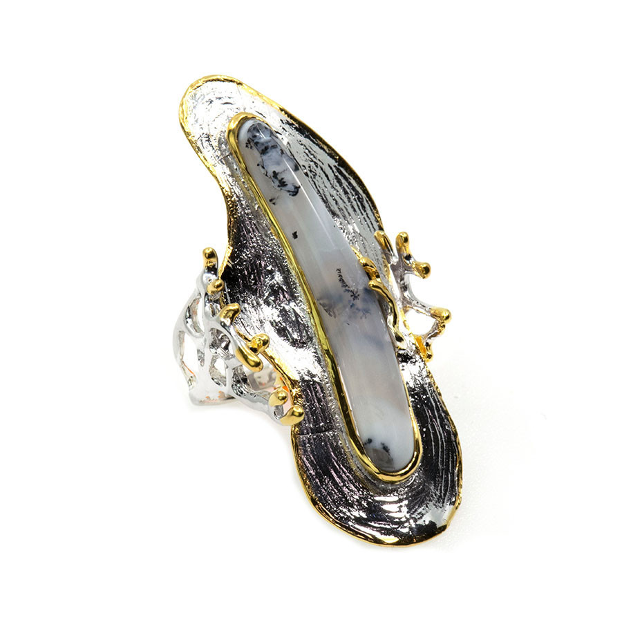  Inel Argint 925, Opal Dendritic 3