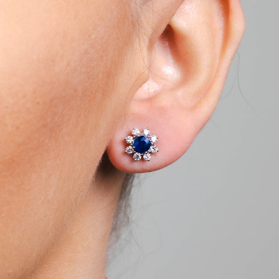  Cercei Aur 18k, Safire 1.23 ct, Diamante 0.70 ct 2