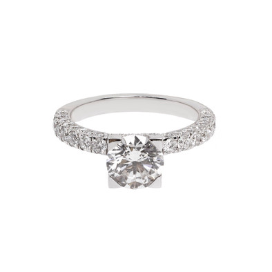  Inel Aur Alb 18k, Diamant Solitaire 1.57 ct, Diamante 1.82 ct 1