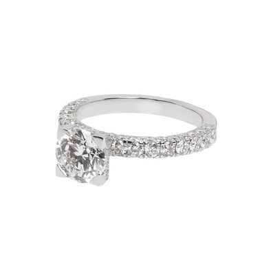  Inel Aur Alb 18k, Diamant Solitaire 1.57 ct, Diamante 1.82 ct 2