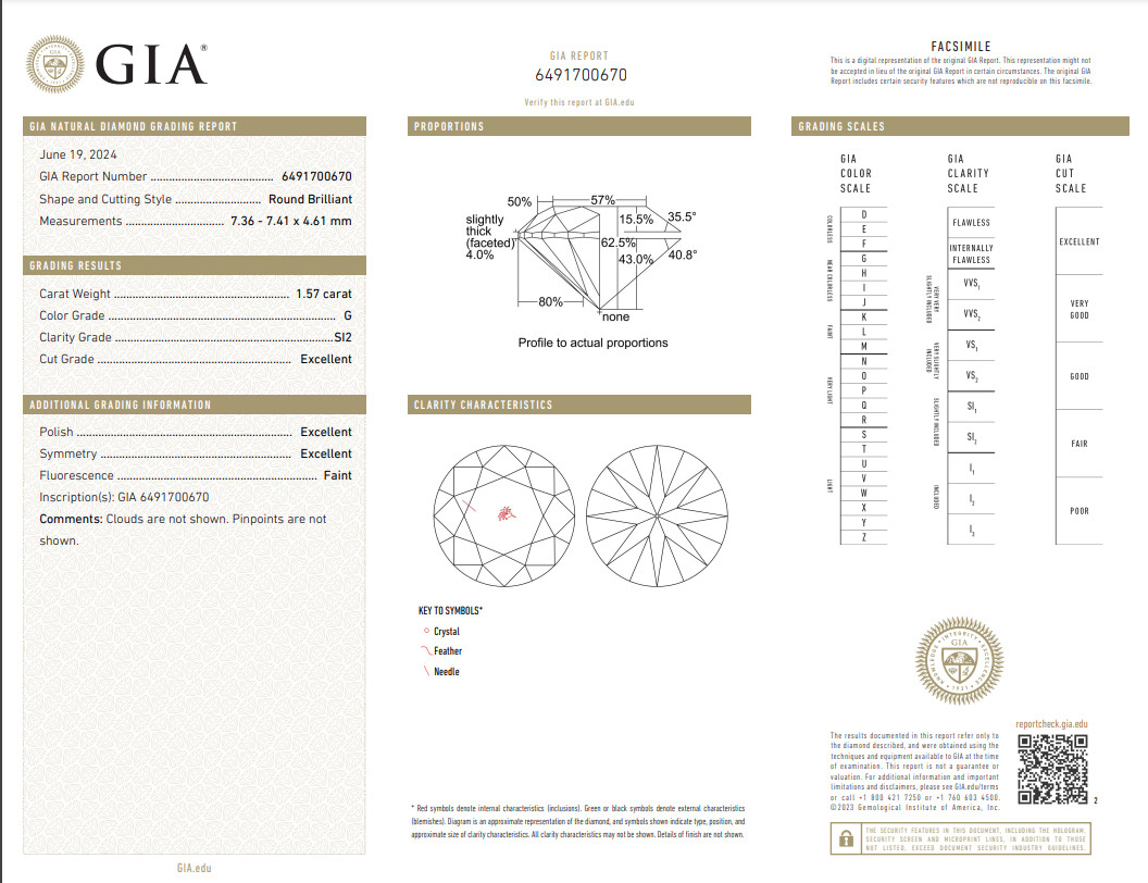  Inel Aur Alb 18k, Diamant Solitaire 1.57 ct, Diamante 1.82 ct 3