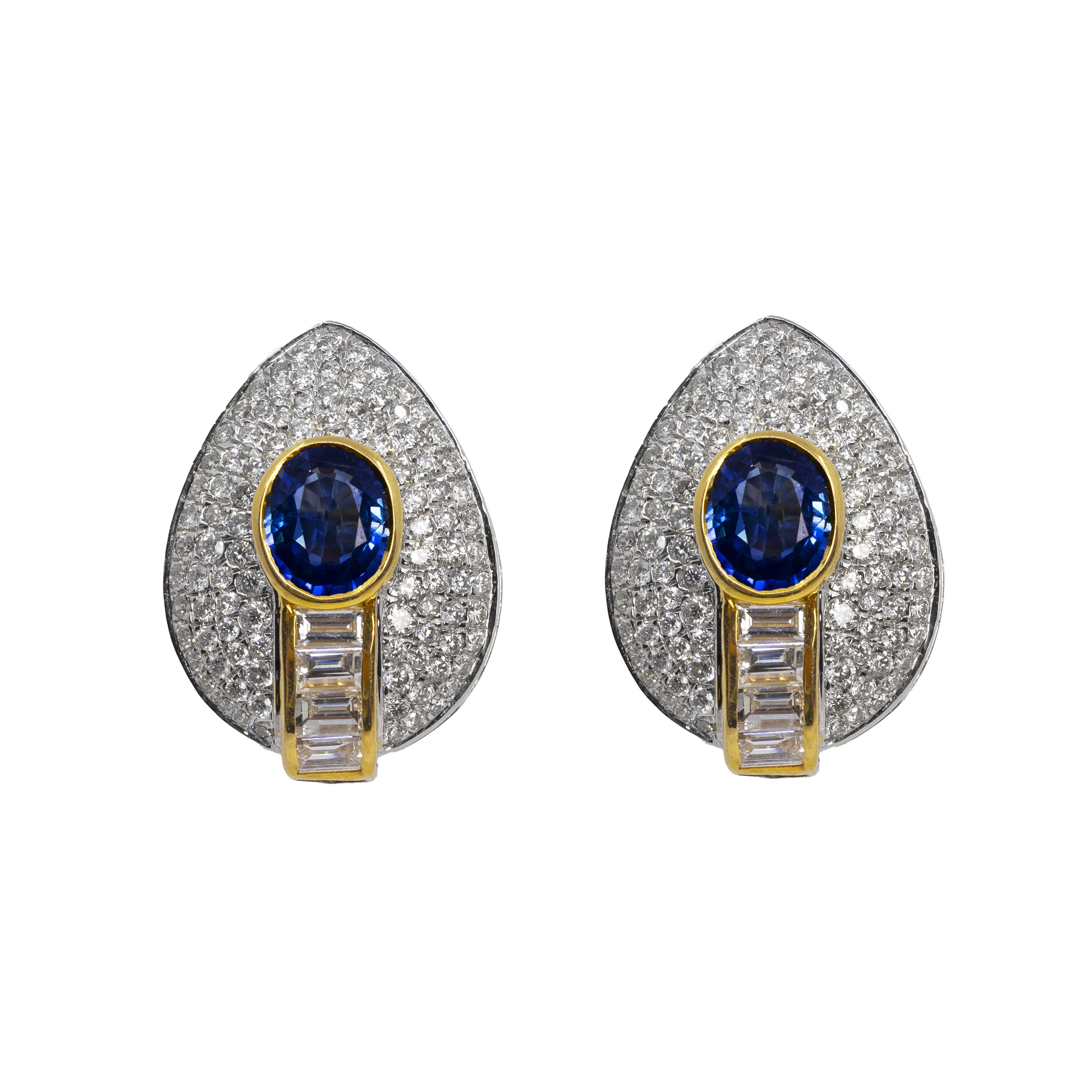  Cercei Aur Alb 18k,Safire Ceylon 1.81 ct, Diamante 1.37 ct 1