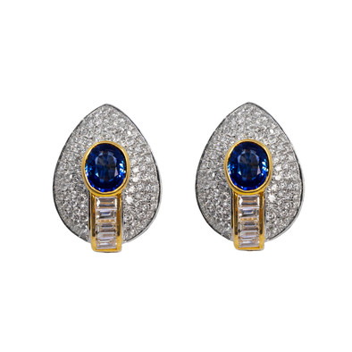  Cercei Aur Alb 18k,Safire Ceylon 1.81 ct, Diamante 1.37 ct 1