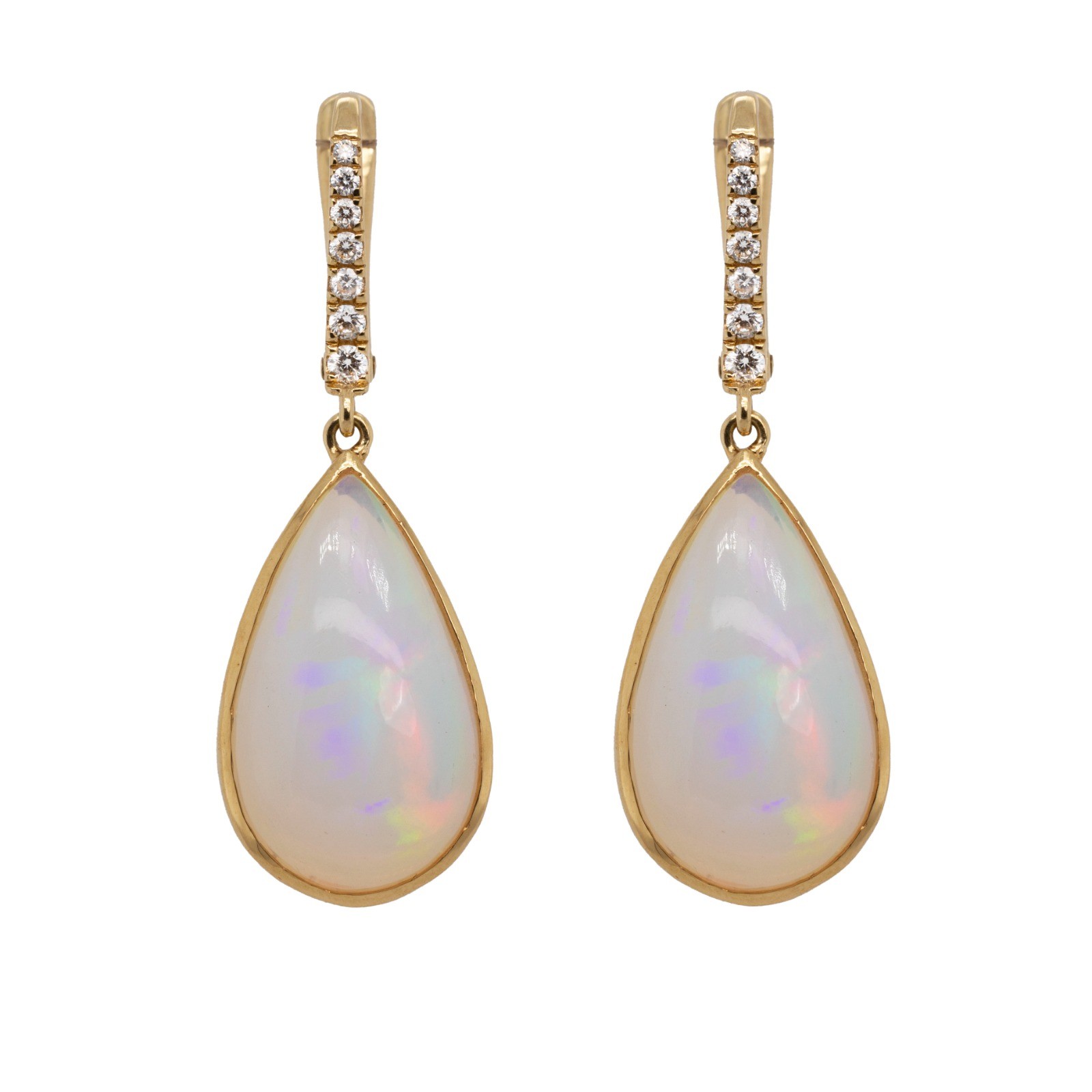  Cercei Aur Galben 18k, Opal 8.9 ct, Diamante 0.18 ct 