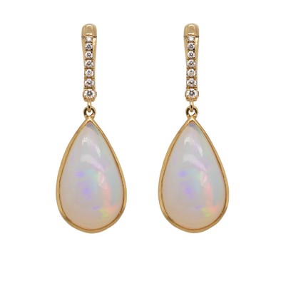  Cercei Aur Galben 18k, Opal 8.9 ct, Diamante 0.18 ct 