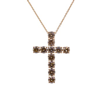 Colier Aur Roz 18k, Diamante  Champagne 3.25 ct 1